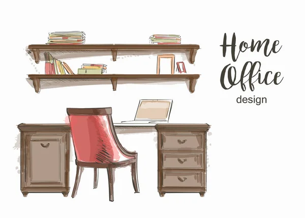 Vector clásico Home office — Archivo Imágenes Vectoriales