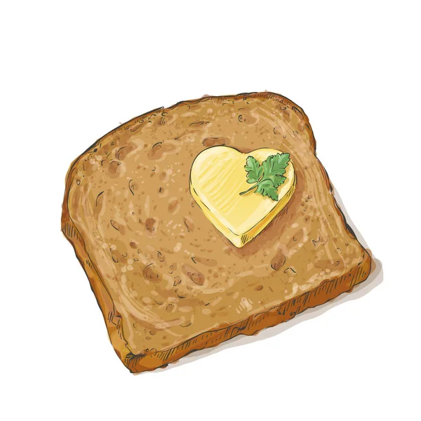 矢量布朗涂有黄油的面包 — 图库矢量图片