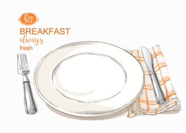 Bıçak ve çatal Fildişi renkli tasarımı ile boş levha