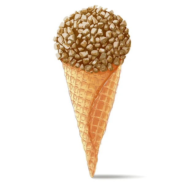 Векторное мороженое в вафельном конусе — стоковый вектор