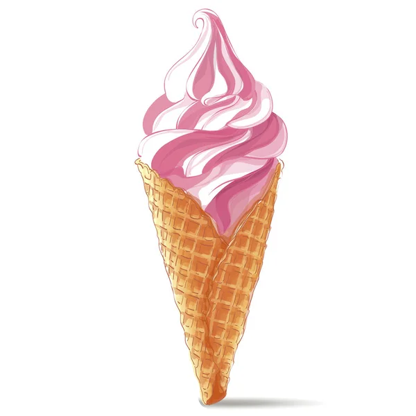 Vector ice cream in waffle cone — Stock Vector