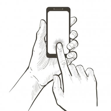 iki tutan ve dokunaklı akıllı telefon eller