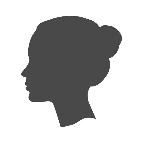 Obličej vektorové ženy v profilu. Portrét dívky hledící do stran a do předních úhlů. čára náčrt izolované ilustrace na bílé. — Stockový vektor