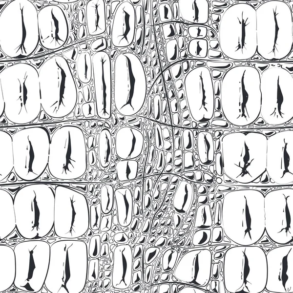 Vector line seamless pattern of crocodile textured leather. hand drawn skin imitation Stock Illustration
