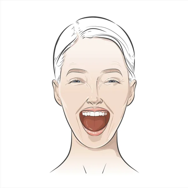 Mujeres emociones positivas, sentimientos. Retrato de niña Avatar . — Vector de stock