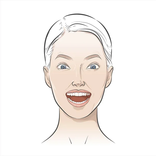 Mujeres emociones positivas, sentimientos. Retrato de niña Avatar . — Vector de stock