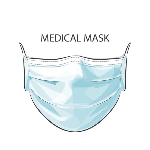 Векторный человек носит одноразовую медицинскую хирургическую маску для защиты от токсичного загрязнения воздуха города
