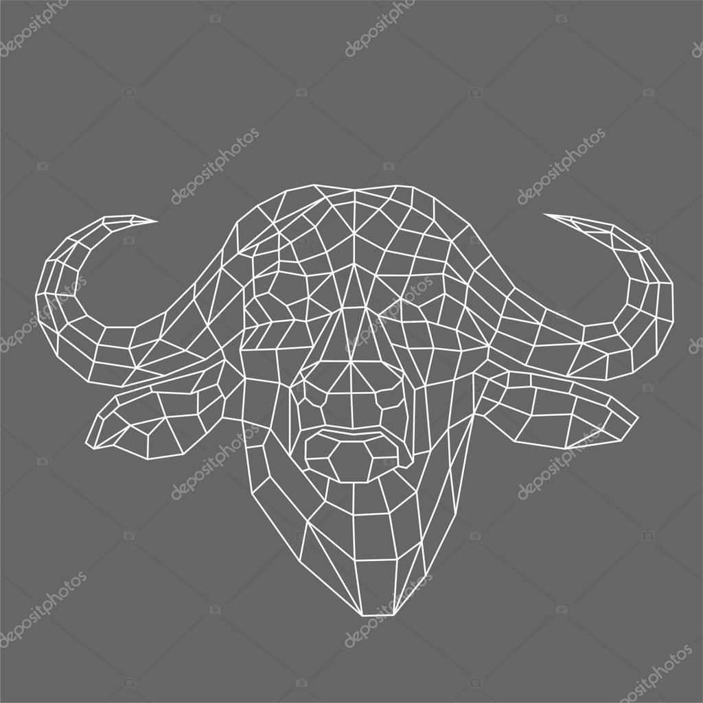 Head of a bull abstract origami isolated