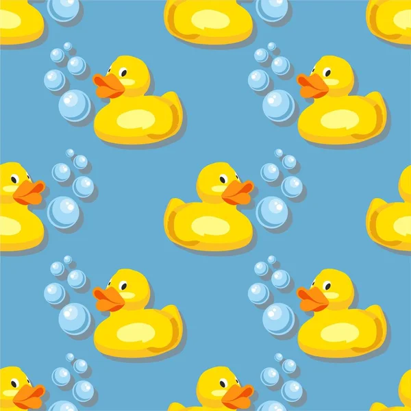 Seamless pattern: rubber duck, children 's toy for the bathroom — стоковый вектор