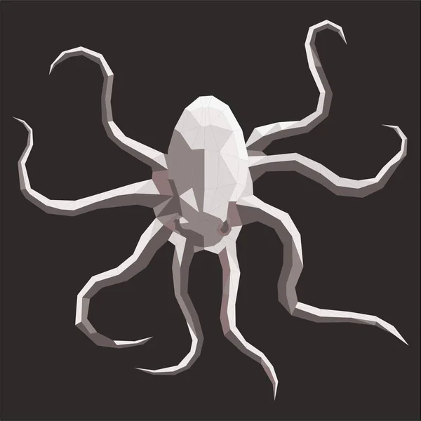 Zee octopus origami veelhoekige vector afbeelding — Stockvector