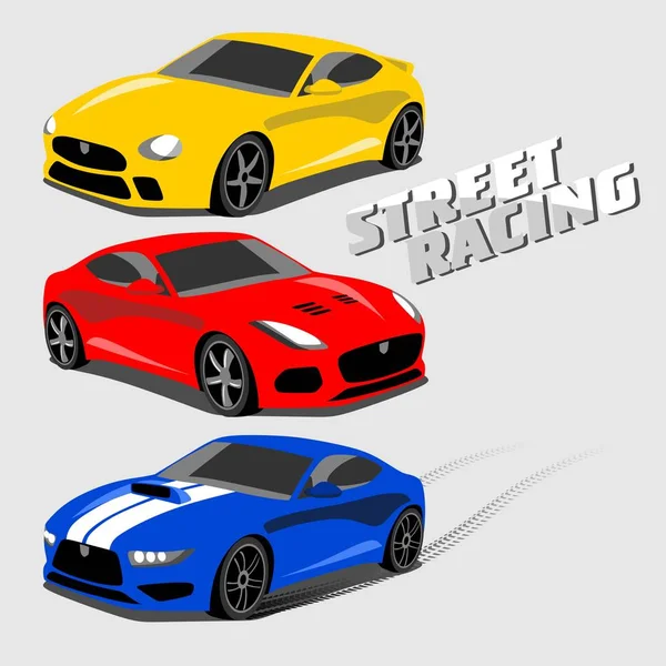 Voitures de sport cool, Street Racing — Image vectorielle