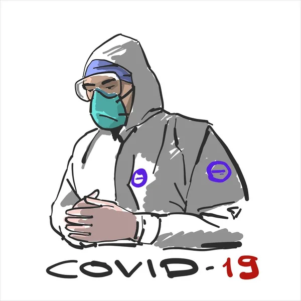 Médicos - héroes rescatadores de lucha contra el coronavirus covid-19 — Vector de stock