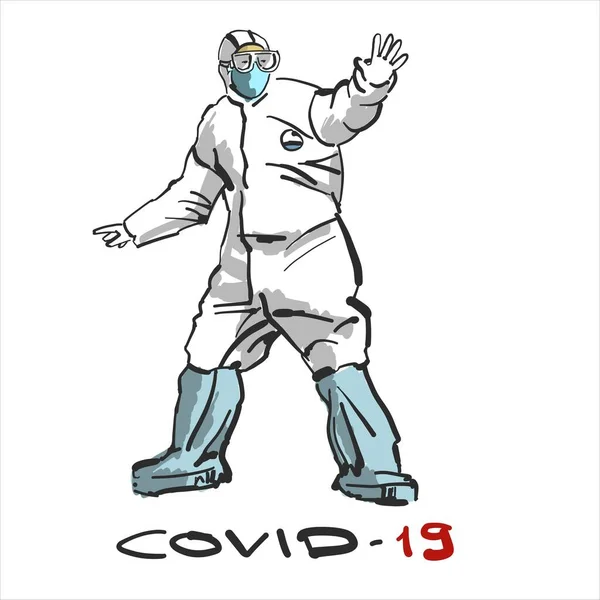 Лікарі - герої рятувальники борються з коронавірусною ковадлою-19 Ліцензійні Стокові Вектори