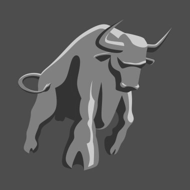angry bull stylized for logo, print or tattoo clipart