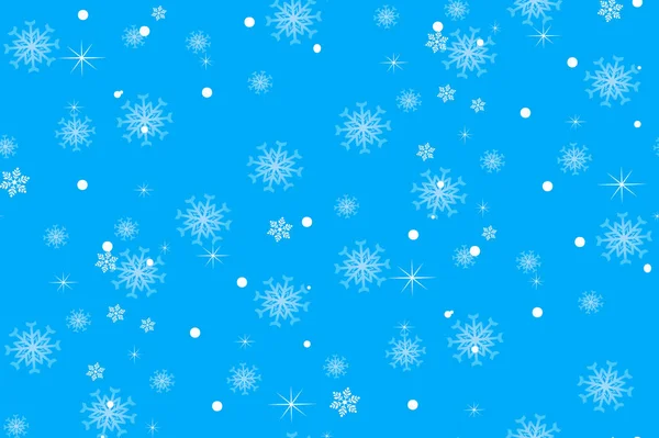 Fondo azul claro de Navidad con suaves copos de nieve — Vector de stock
