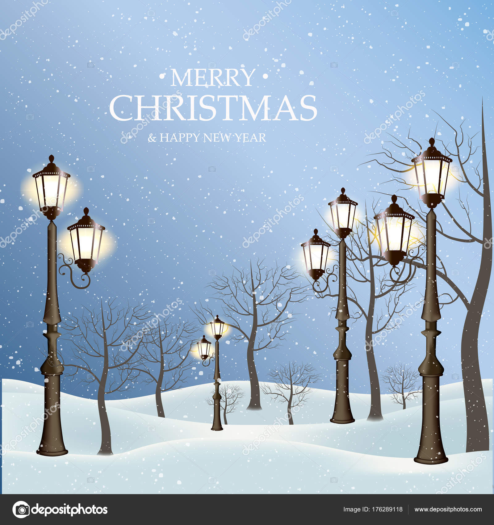 Beautiful retro lights in a winter park. Christmas background. Stock Vector  by ©sv444888 176289118, image size:1600x1700