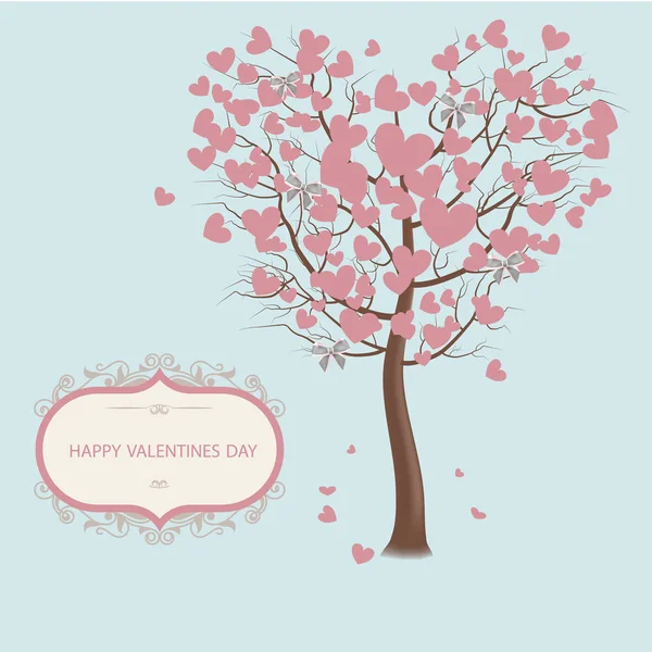 Bladeren van een boom in de vorm van harten. Aftelkalender voor Valentijnsdag. — Stockvector
