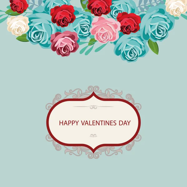 Tarjeta de felicitación para el Día de San Valentín en un hermoso marco . — Vector de stock