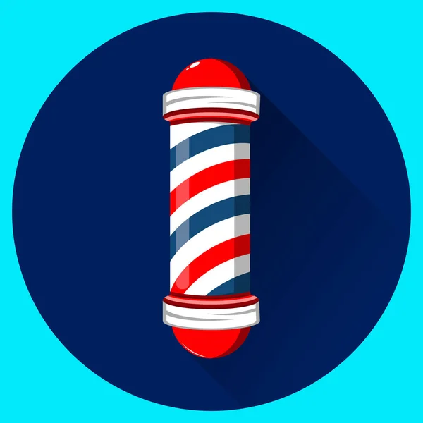 Old fashioned vintage barber shop pole with red, blue and white stripes. — Stock Vector