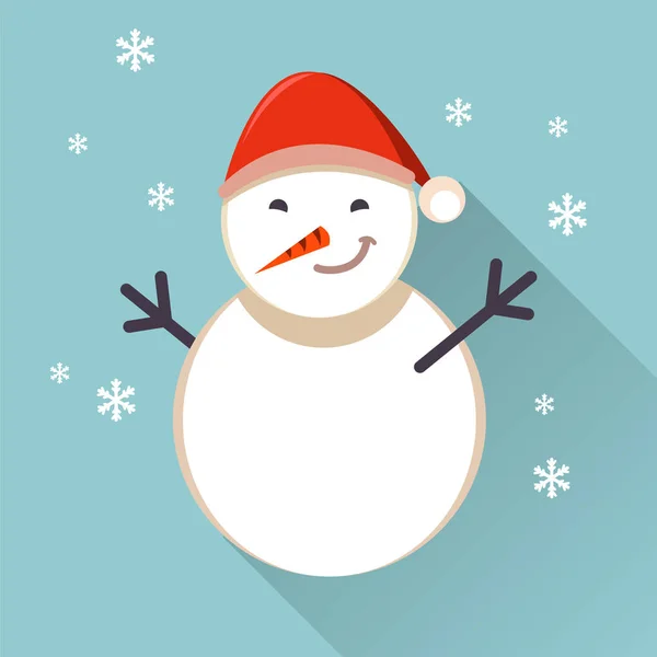 Dessin animé bonhomme de neige souriant. Illustration plate et joyeuse . — Image vectorielle