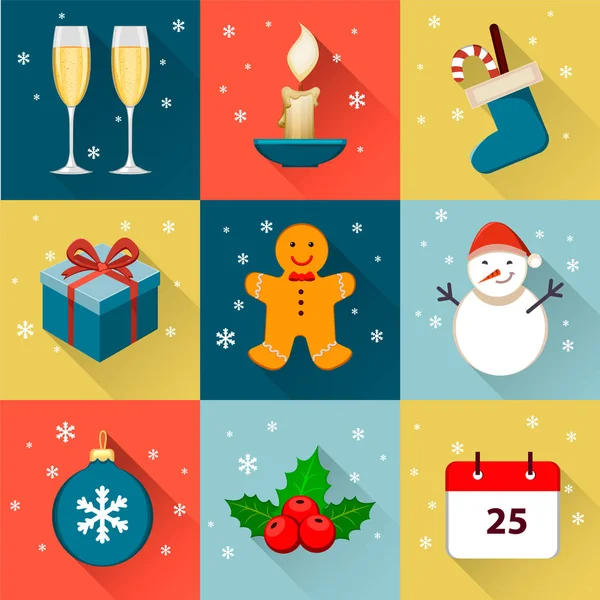 Set di quattro icone vettoriali per Capodanno e Natale . — Vettoriale Stock