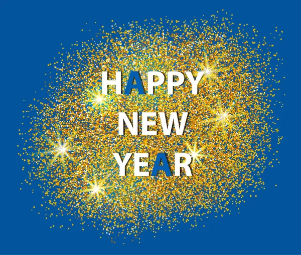 Feliz Año Nuevo 2017 postal sobre fondo azul. Oro disperso . — Vector de stock