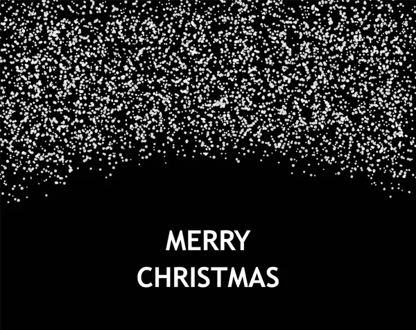 Merry Christmas card med fallande snö på svart bakgrund. — Stock vektor