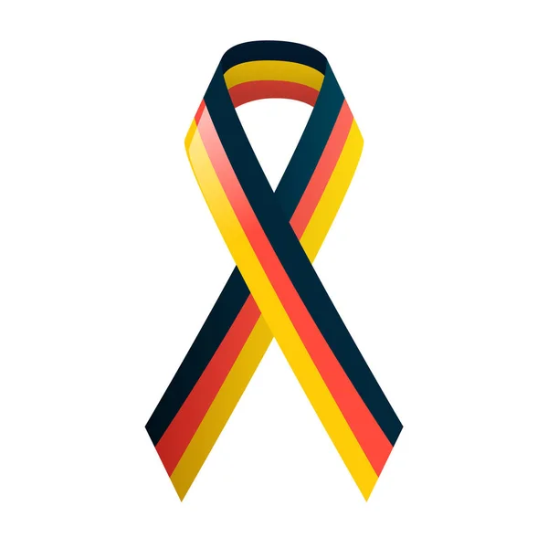 Německá vlajka. Stuha v národních barvách. Černé červené a žluté pásky. Vektorové ilustrace. — Stockový vektor