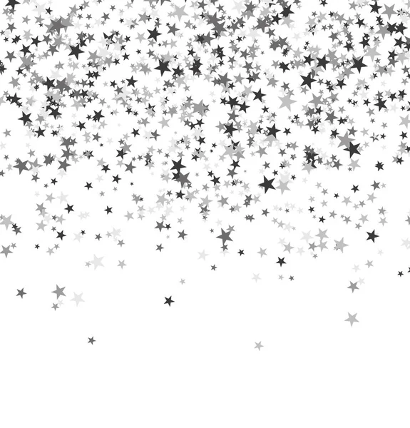 Estrelas de prata caindo do céu sobre fundo branco. Contexto abstrato. Padrão de brilho para banner. Ilustração vetorial . —  Vetores de Stock