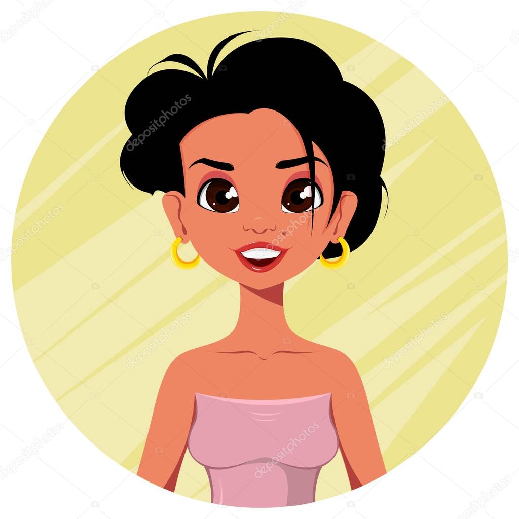 Mujer sonriendo dibujo | Personaje de dibujos animados hermoso. Mujer