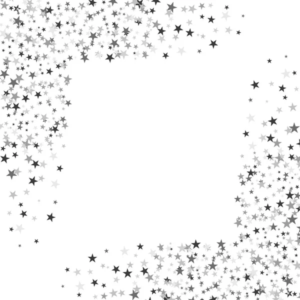 Estrelas de prata com forma branca quadrada no meio, fundo branco no meio. Contexto abstrato. Padrão de brilho para banner. Ilustração vetorial . — Vetor de Stock