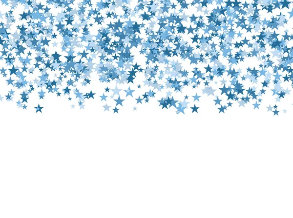 Estrellas azules cayendo del cielo sobre fondo blanco. Resumen Antecedentes. Patrón de brillo para banner. Ilustración vectorial . — Vector de stock