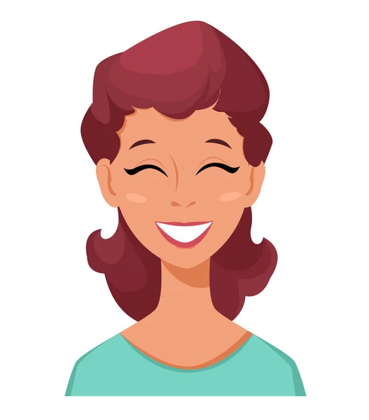 Gesichtsausdruck einer Frau - lachend. weibliche Gefühle. attraktive Zeichentrickfigur. Vektor-Illustration isoliert auf weißem Hintergrund. — Stockvektor