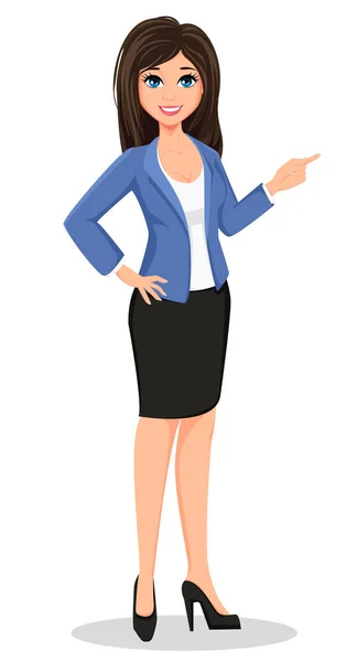 Business woman in office style clothes showing — Stock Vector