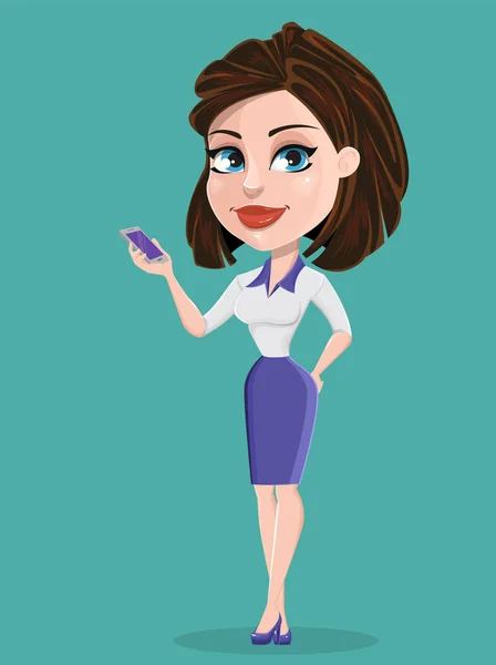Schöne Geschäftsfrau mit Smartphone. Geschäftsfrau in forma — Stockvektor