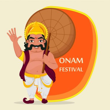 Kral Mahabali. Mutlu Onam Festivali Kerala. 