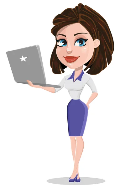 Vackra business woman holding laptop. Affärskvinna i formella — Stock vektor