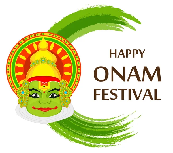 Kathakali visage avec couronne lourde pour la fête de la célébration Onam — Image vectorielle