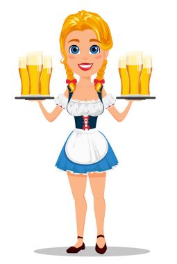 Oktoberfest vektör çizim s tutan seksi redhead kızla