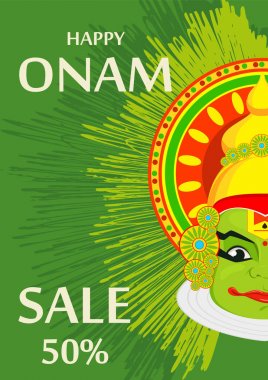 Onam kutlama Festivali için ağır taçlı Kathakali yüz