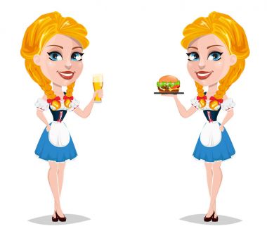 Oktoberfest vektör çizim c tutarak seksi redhead kızla