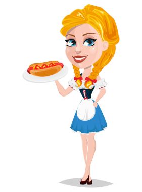 Oktoberfest vektör çizim h tutan seksi redhead kızla