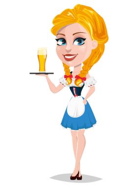 Oktoberfest vektör çizim t tutan seksi redhead kızla