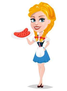 Oktoberfest vektör çizim g holding seksi redhead kızla