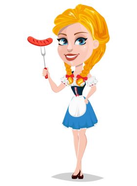 Oktoberfest vektör çizim g holding seksi redhead kızla