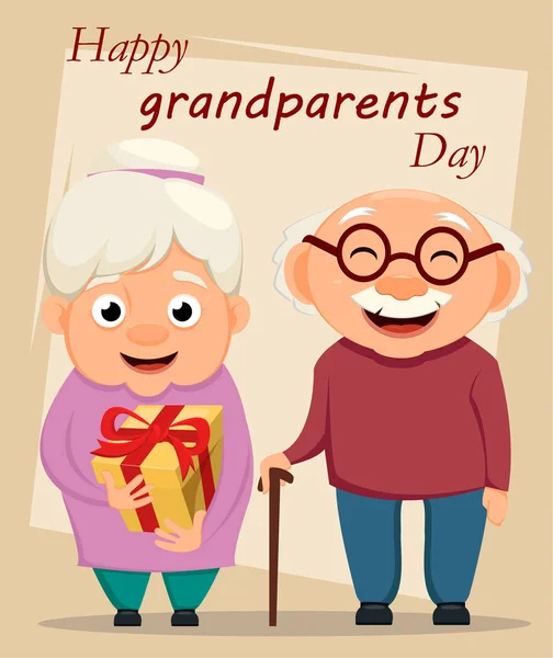 Grandparents day greeting card. Grandmother and grandfather stan — Stock Vector