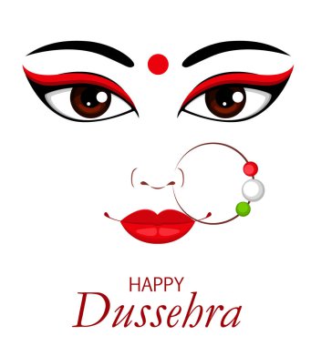 Mutlu Dussehra vektör çizim. Maa Durga yüz kontur 