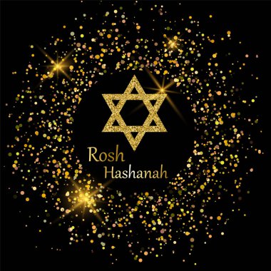 Rosh Hashanah tebrik kartı Davut yıldızı ile altın sa ve yapılan