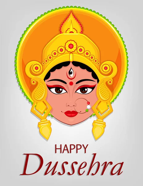 Mutlu Dussehra tebrik kartı. Maa Durga yüz Hindu festivali için.