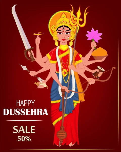 Mutlu Dussehra vektör çizim Satılık, alışveriş. Maa Durga